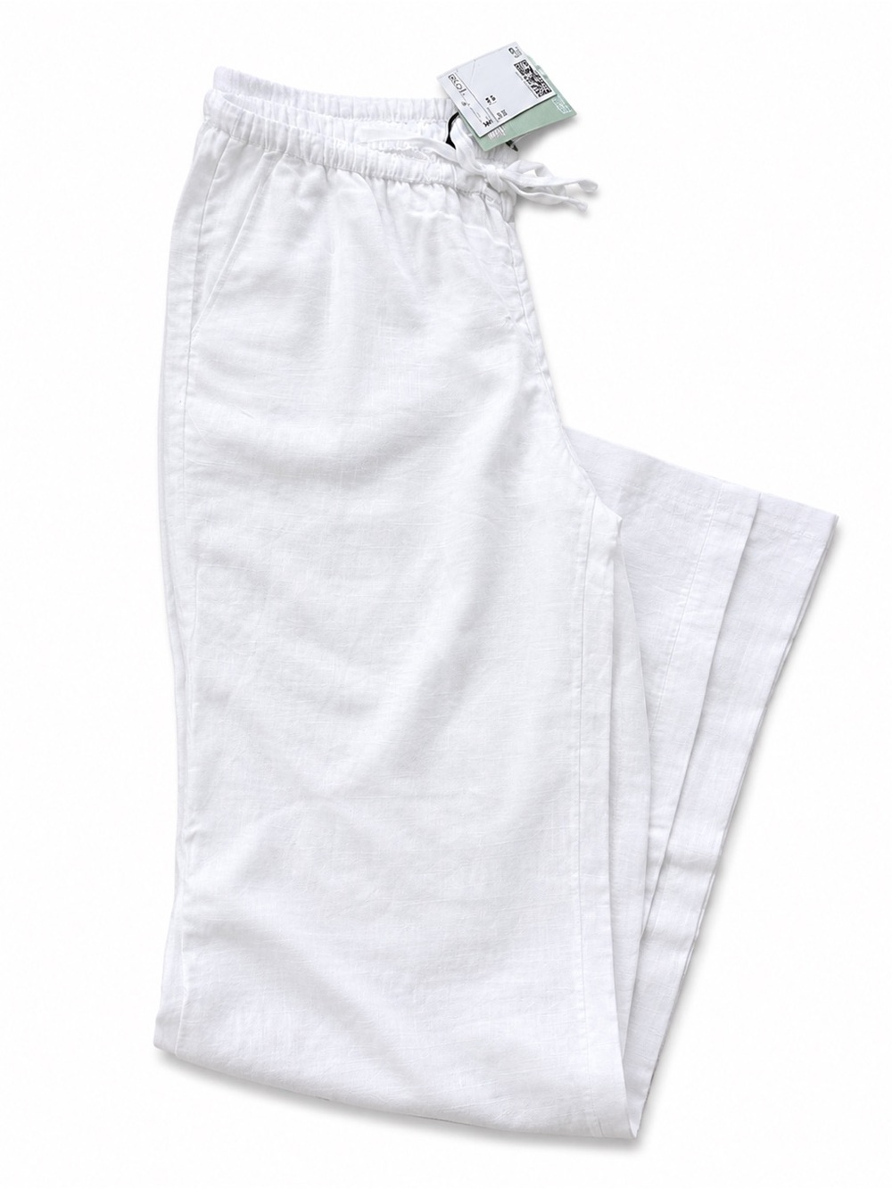 H&M Women’s White Linen Blend Drawstring Pants- NWT